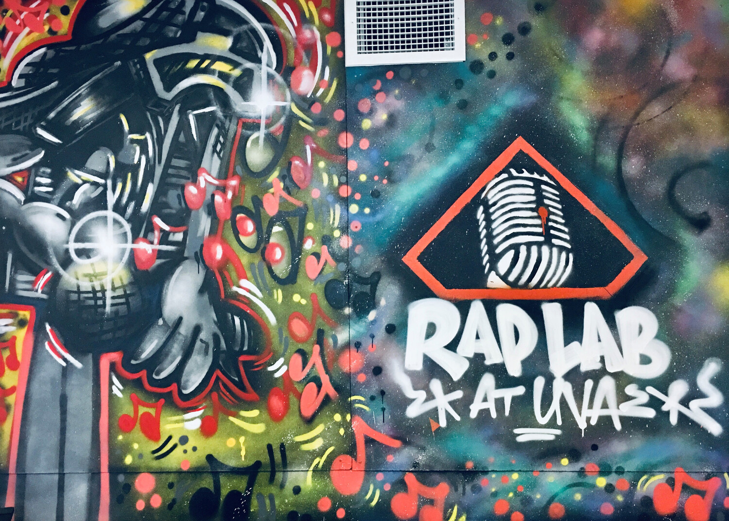 The Rap Lab at UVA & the Charlottesville Mural project, with support from the UVA Arts Fund for Artistic Excellence, teamed up to install murals in the Lab by local graffiti artist Saeoh.