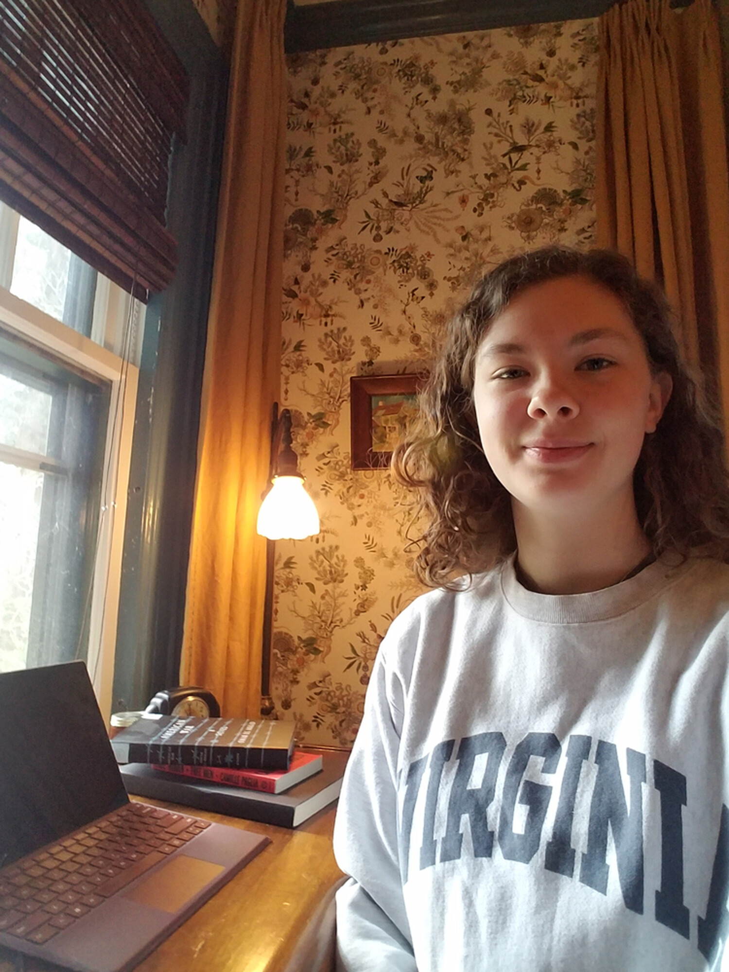 Archaeology major Grace Kiernen (College '22) working from home for the Flowerdew Hundred Collection.