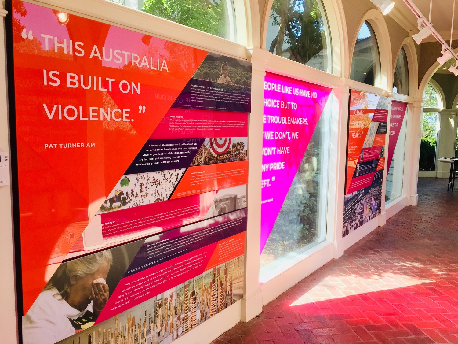 Thanks in part to the UVA Arts Council, in an exhibition exploring Indigenous Australian history and civil rights, panels were installed to addresses the history of violence toward Aboriginal people and the ways they have experienced, remembered, and resisted it.