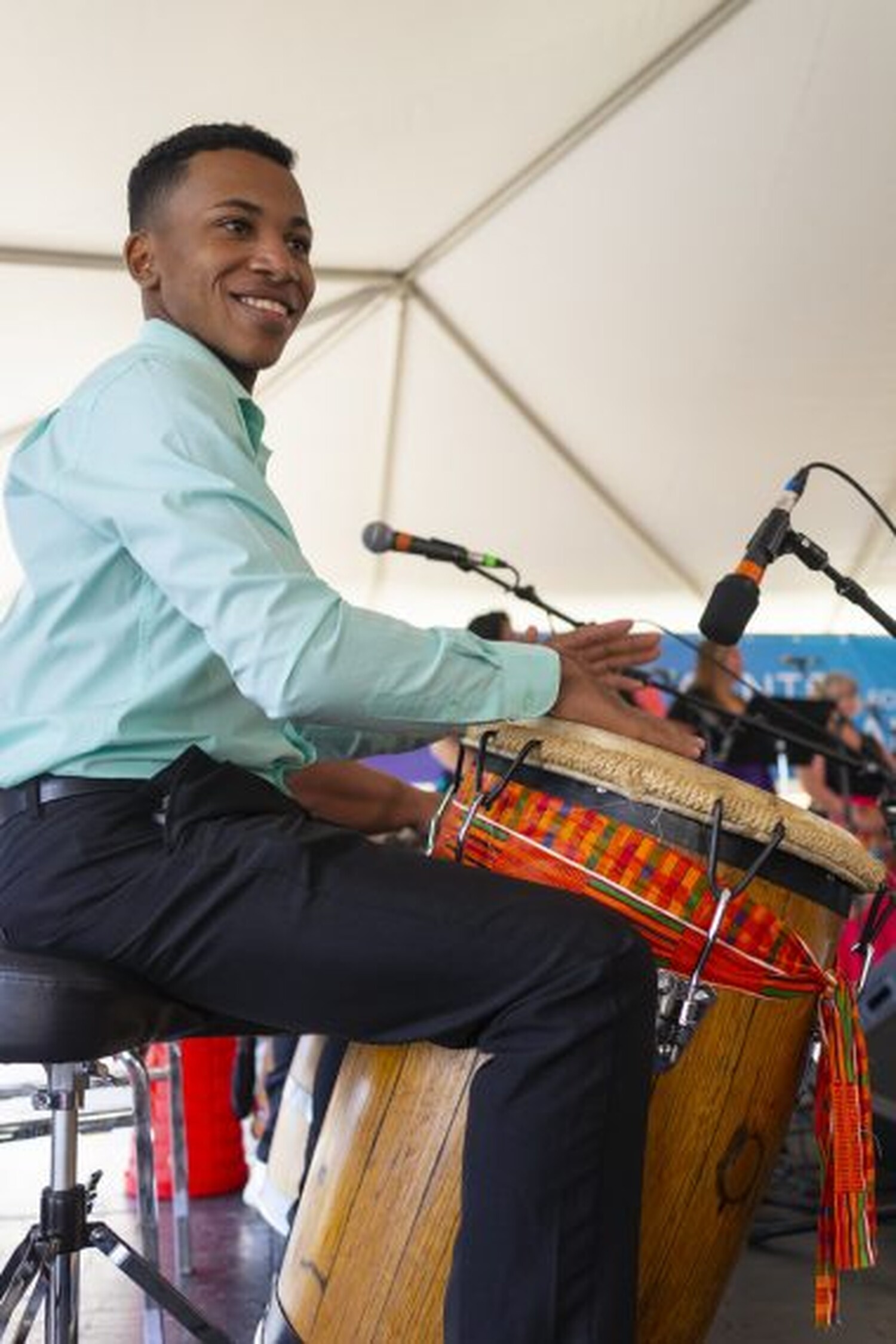 A drummer plays during the Bomba Showcase at the Richmond Folk Festival 2022. Pat Jarrett/Virginia Humanities