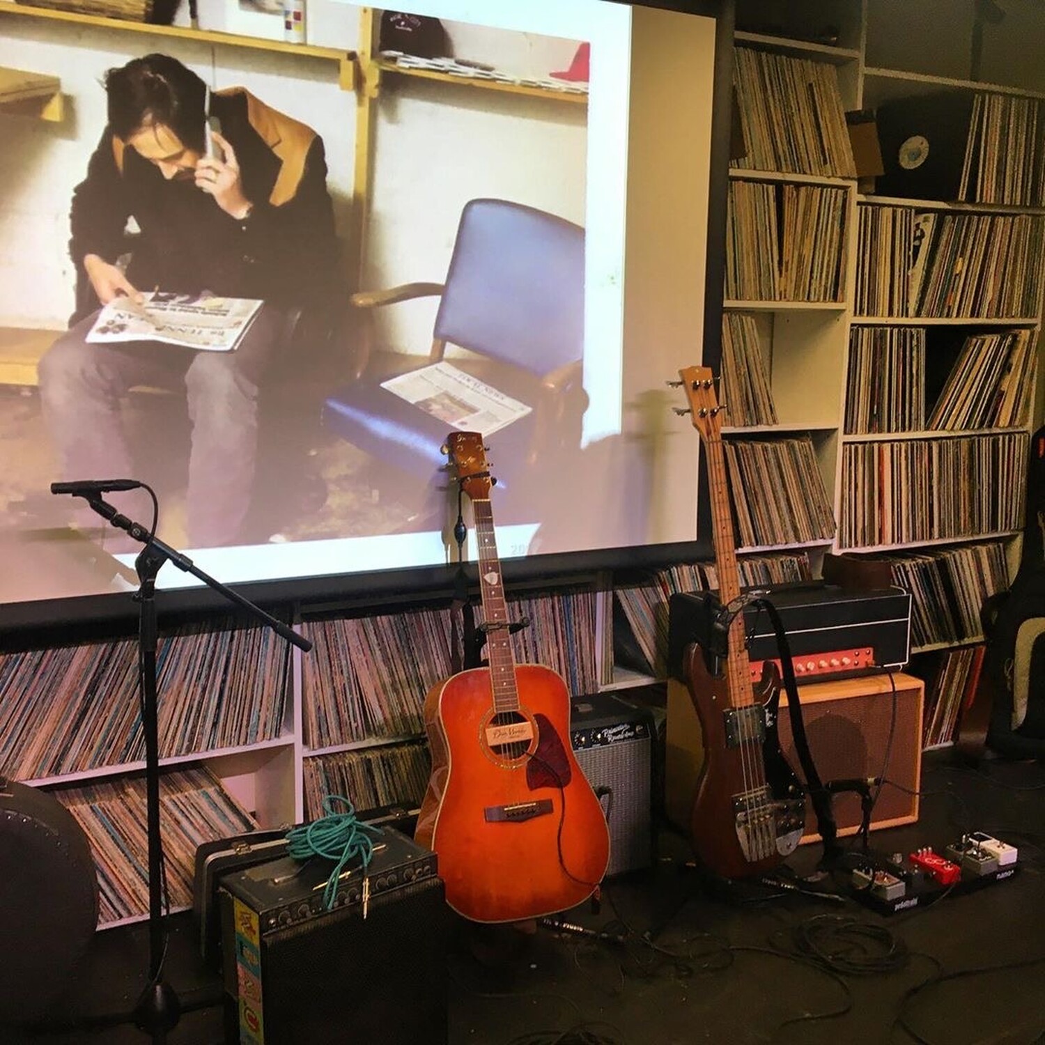 That's the WTJU Stage and screen. Before the musical tribute performances, the David Berman memorial event featured a photo slideshow of scenes from David's life.