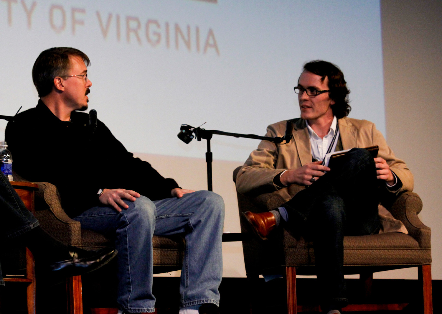 Wesley Harris on stage with creator and writer Vince Gilligan and executive producer Mark Johnson for a discussion of Breaking Bad, 2010 VFF.