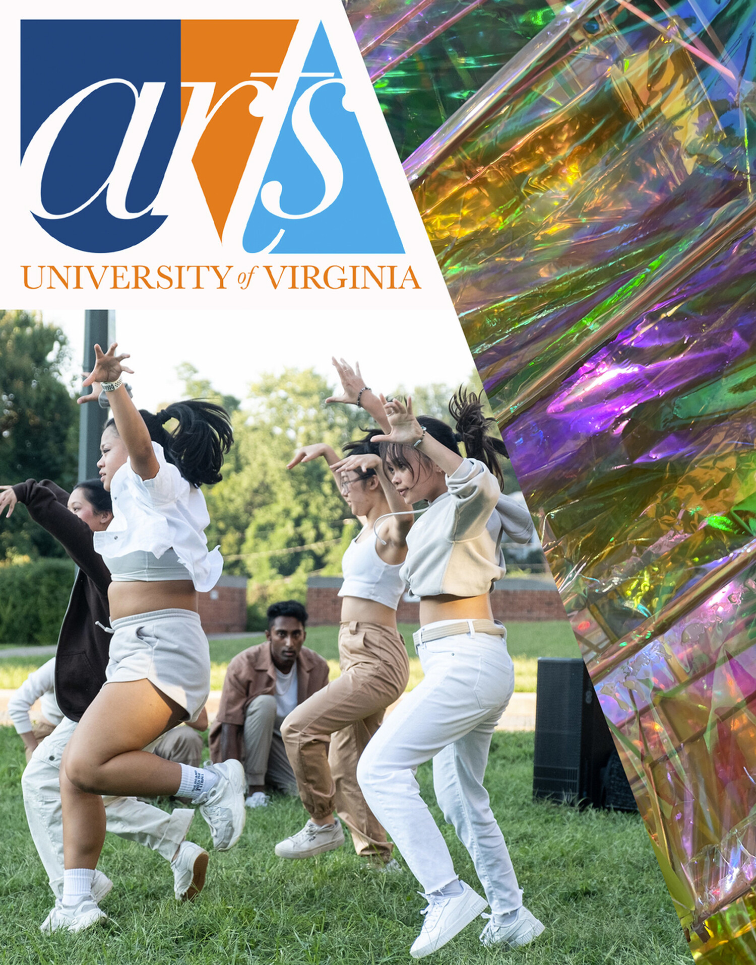 LEFT: AKAdeMIX Dance Crew at UVA Arts Annual Welcome Picnic on Arts Grounds. Image by Coe Sweet.  RIGHT: Detail from the series Papalotes en Resistencia, by Federico Cuatlacuatl. Image by Emma Terry.